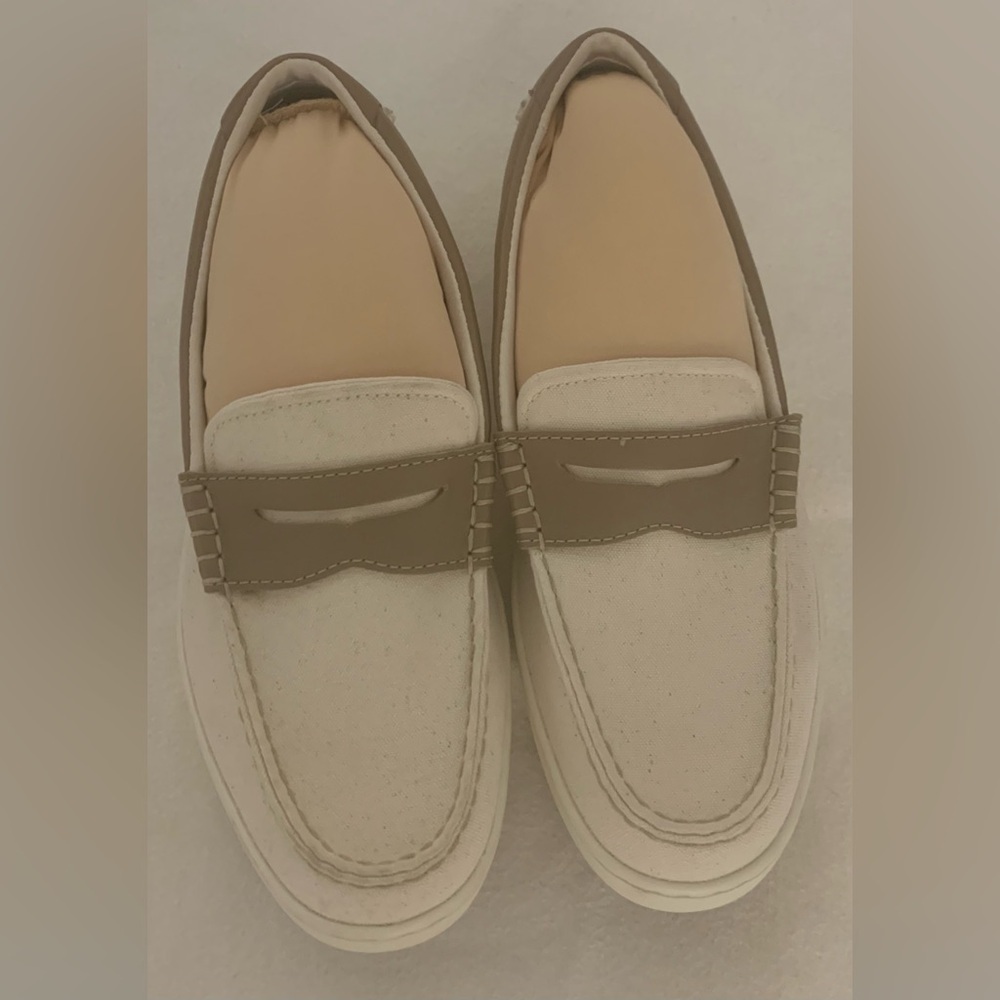Cole Haan Nantucket C38573 Penny Loafer Mens Sz 8 M Ivory Canvas Slip On Shoes - Picture 2 of 15